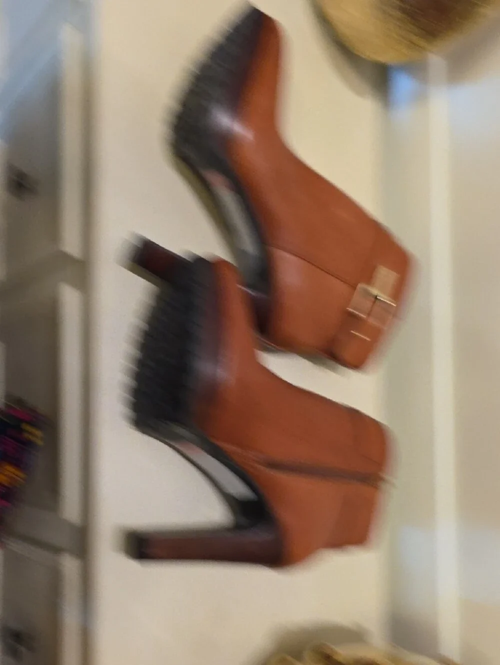 New Women’s Tan Leather High-Heel Ankle Boots